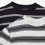 T-Shirts Long Sleeved Black and White Striped 2-Pa