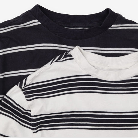 T-Shirts Long Sleeved Black and White Striped 2-Pa