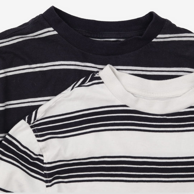 T-Shirts Long Sleeved Black and White Striped 2-Pa