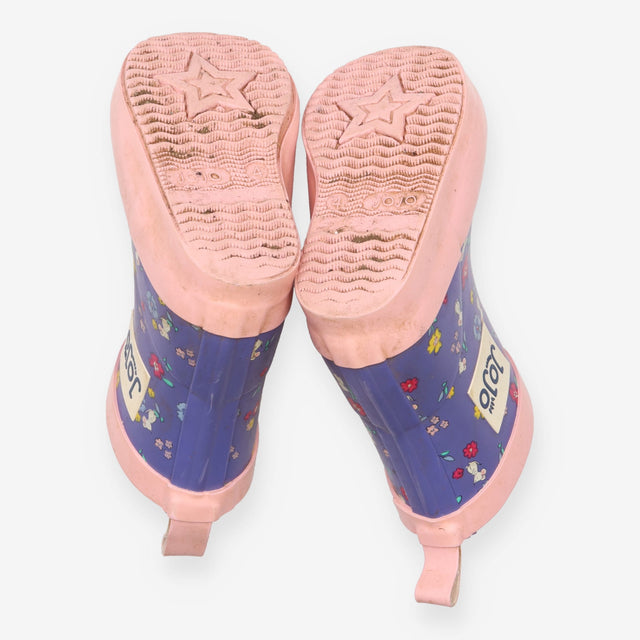 Wellies purple and pink mice floral fleece lined