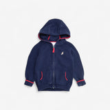 Navy Knit Hooded Cardigan with Corgi