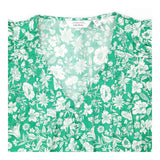 Mini Dress Green White Floral Puff Sleeve Organic 