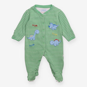 Green Striped Dinosaur Sleepsuit