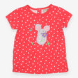 T-Shirt Red Polka Dot Mouse Applique