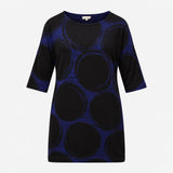 Navy Blue Black Abstract Spot Knit 3/4 Sleeve Jump