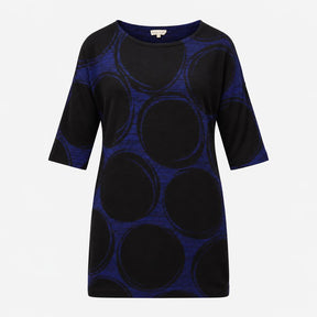 Navy Blue Black Abstract Spot Knit 3/4 Sleeve Jump