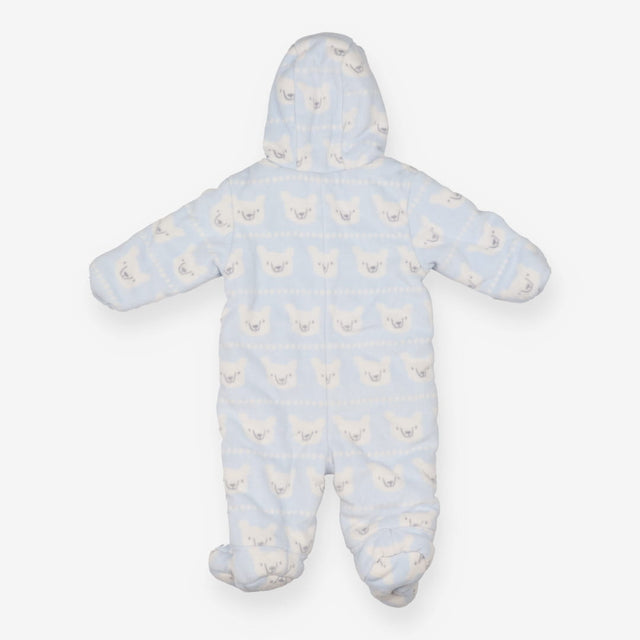 Blue fleece pramsuit with polar bear faces