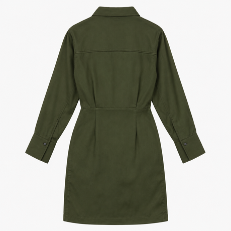 Dress Maia Mini Utility Dark Green High Neck Long 