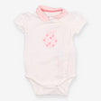 Bodysuit Short Sleeve White with Pink Collar 