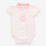 Bodysuit Short Sleeve White with Pink Collar 