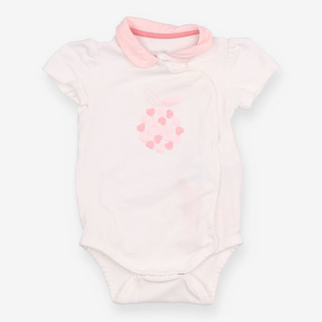 Bodysuit Short Sleeve White with Pink Collar 
