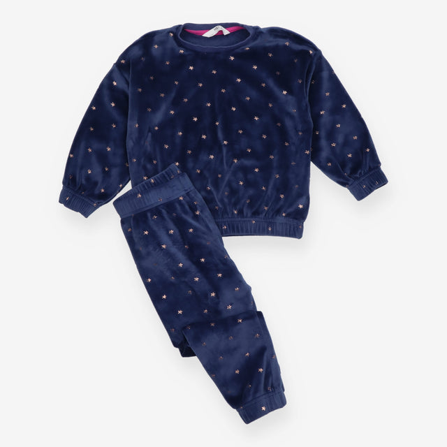 Navy fleece pyjamas with gold stars