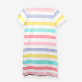 Pastel Stripe Midi Dress Short Sleeve Cotton Jerse