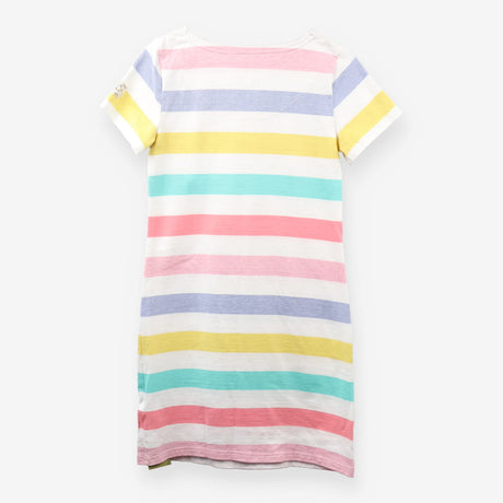 Pastel Stripe Midi Dress Short Sleeve Cotton Jerse