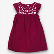 Plum cord dress with white flower applique
