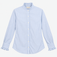 Shirt Blue White Pinstripe Cotton Ruffle Collar
