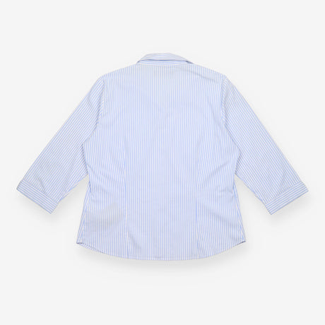 Shirt Light Blue White Stripe 3 4 Sleeve Button Do