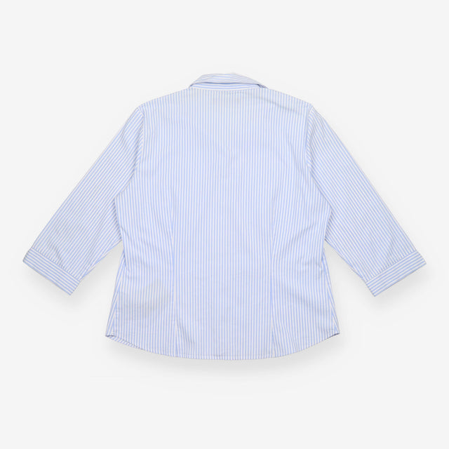 Shirt Light Blue White Stripe 3 4 Sleeve Button Do