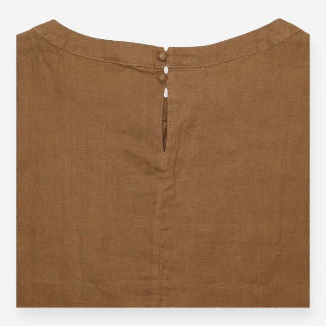 Short Sleeve Hemp Top Round Neck Brown