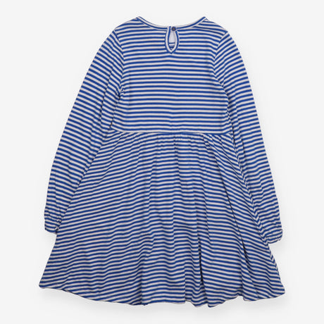 Dress Long Sleeve Blue Stripe Rainbow Applique