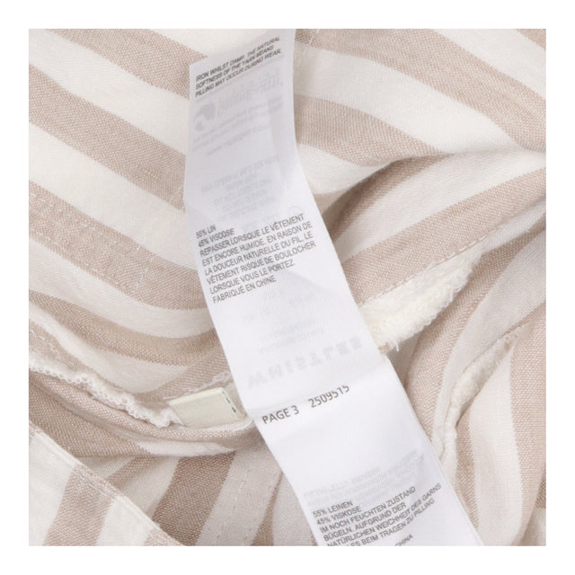 Linen Trousers Neutral Stripe Straight Leg