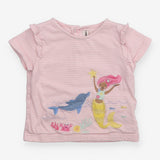 T-Shirt Pink Stripe Mermaid Applique