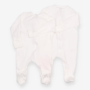 Sleepsuits Ribbed White 2 Pack