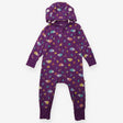 Hooded Onesie Purple with Hedgehogs