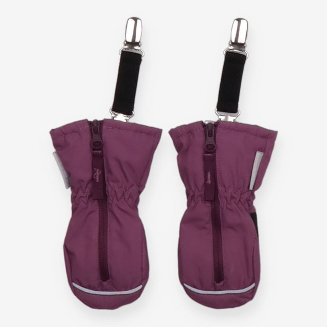 Purple ski mittens