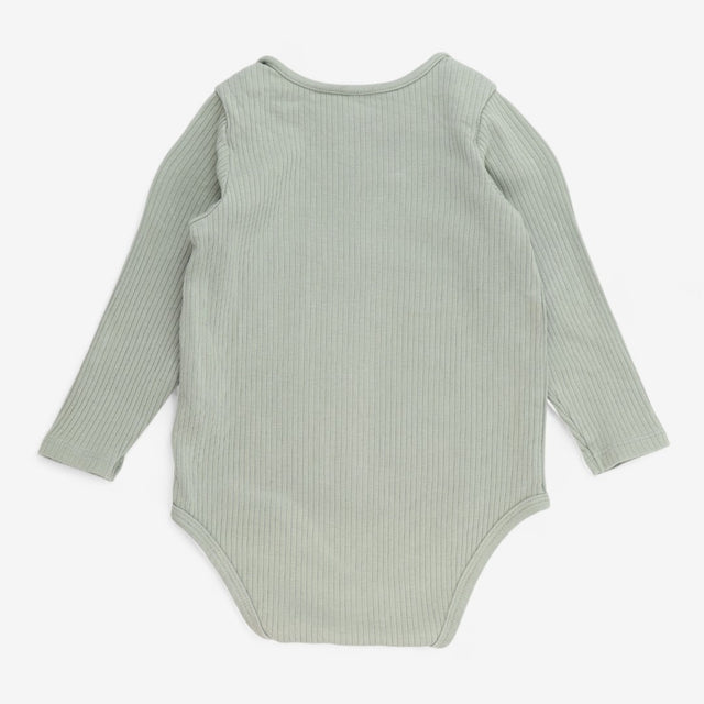 Bodysuit long sleeve green ribbed 