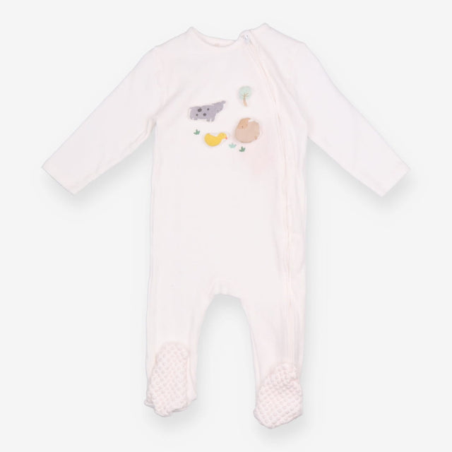 Sleepsuit Cream Waffle Padded Farm Animals
