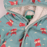 Fleece Lined Pramsuit Light Blue with Foxes
