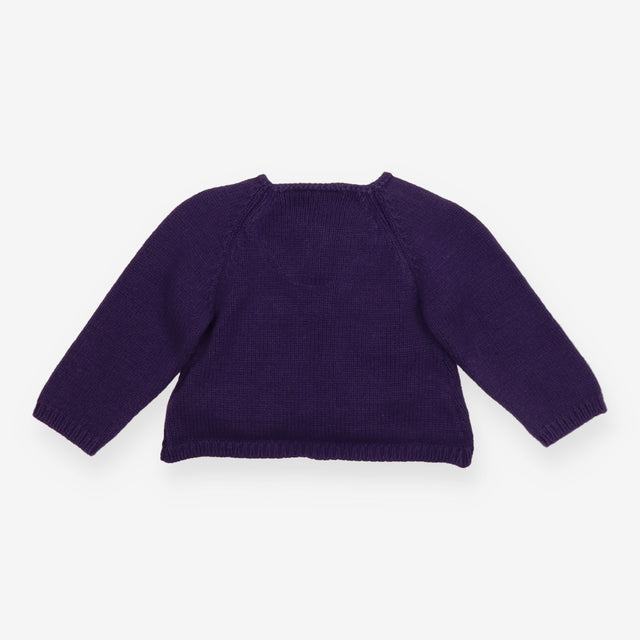 Cardigan pockets purple wood buttons