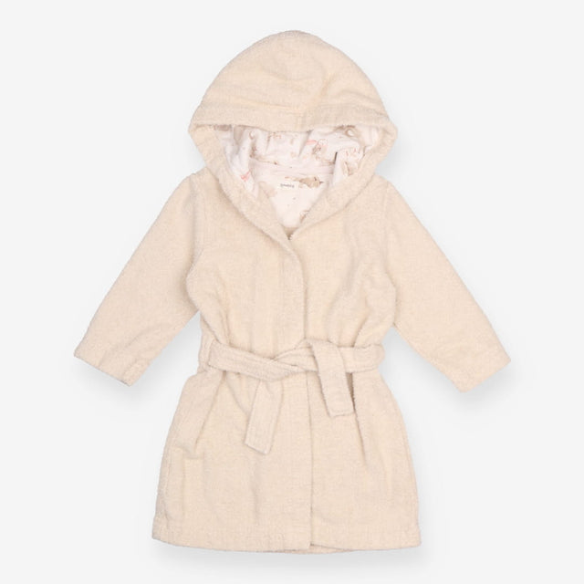 Dressing gown cream towelling owl fox hood lining