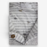 Jacket Grey Button Up Striped Dino Lining