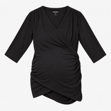 Nursing Top Black Cotton Skin-to-Skin Wrap