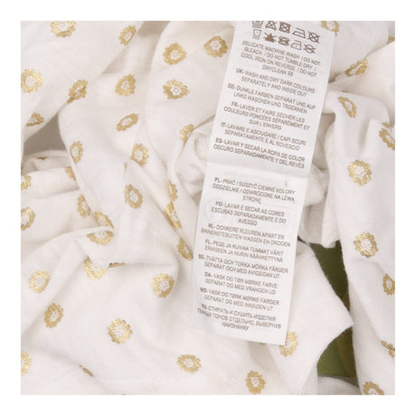 Gold Metallic Polka Dot V-Neck Jersey Top White