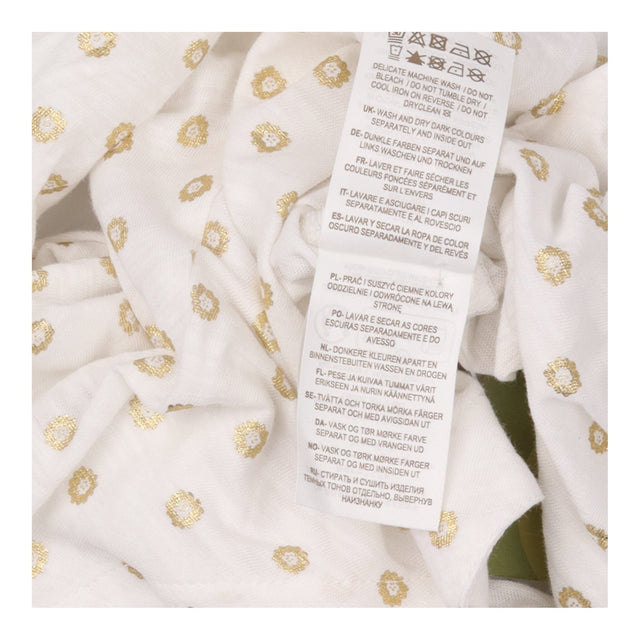Gold Metallic Polka Dot V-Neck Jersey Top White