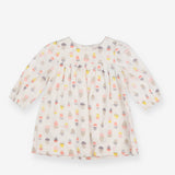 Dress Woven White Acorn Print