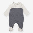 Sleepsuit collared  white and navy striped 