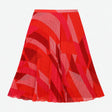 Skirt Red Mix Geometric Print Pleated Midi Lined