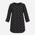 Black White Butterfly Print Long Sleeve Viscose Sh