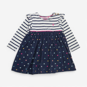 Long Sleeve dress blue stripes and stars 