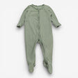 Sleepsuit grass green ribbed zipped