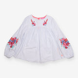 Blouses striped embroidered flowers