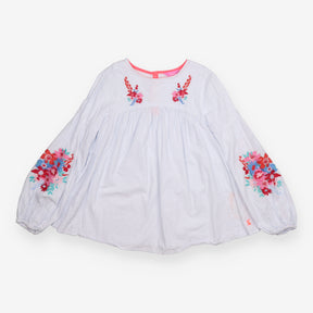 Blouses striped embroidered flowers