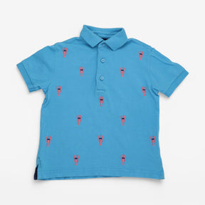 Polo shirt blue pink lobsters 