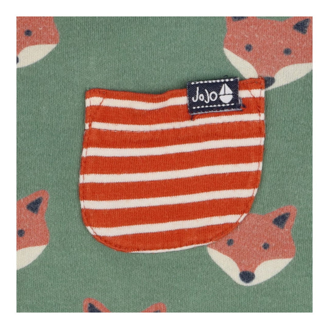 Tee Long Sleeve Green with Foxes Elbow Patches