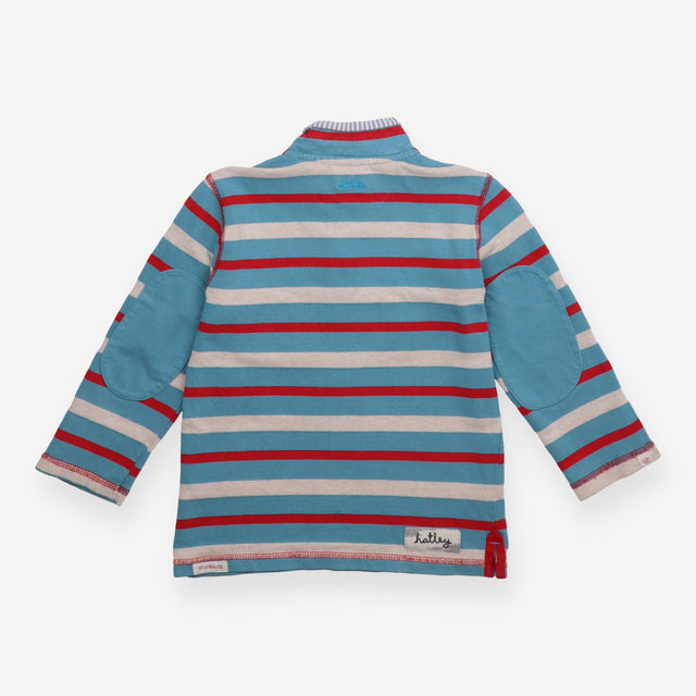 Sweater quarter zip blue red grey stripe
