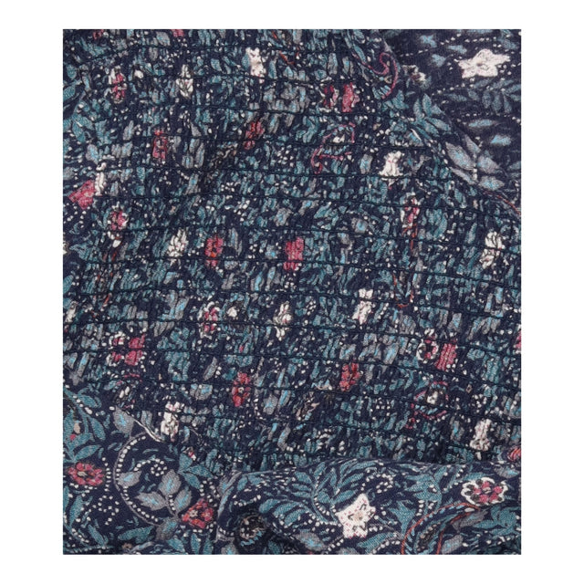 Top Navy Paisley Print Shirred Yoke Viscose